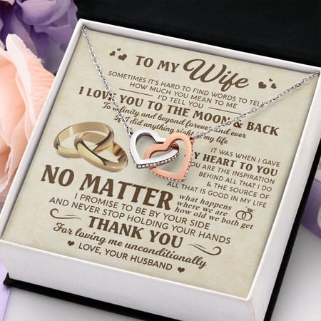Wife My Heart To You, Interlocking Hearts Necklace, Wife From Husband, Idea For Her, Multi Interlocking Heart Necklace