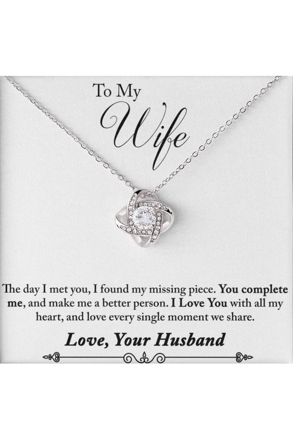 To My Wife Necklace from Husband Message Card Romantic Gifts for Wife S925 Sterling Silver Necklace for Women, Wife Jewelry Rose Gold, Wife Birthday Anniversary Valentines Mothers Day Gifts