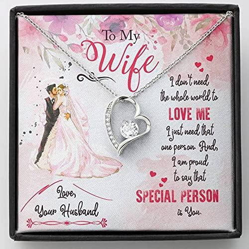 To My Wife Necklace Love Your Husband, Forever Love Necklace, Anniversary, Birthday, Valentine's day Gifts For Lineman's Wife, Lineman's Wife Gifts I don't need the whole world to love me