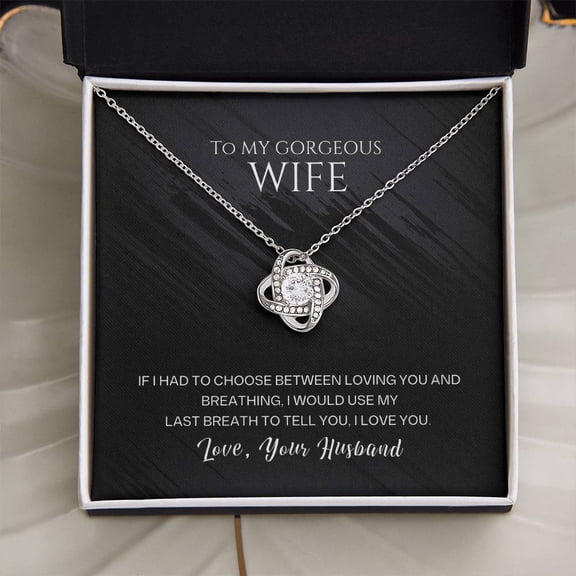 Wife Necklace from Husband, Love Knot Pendant Gift for Anniversary, Valentines day, Birthday