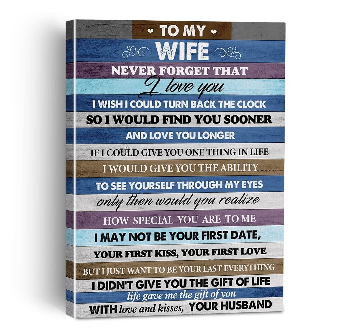 To My Wife Never Forget That I Love You Canvas Painting Framed Wall Art Decor for Living Room Bedroom, Rustic Romantic Canvas Poster Print Best Wife Gifts from Husband