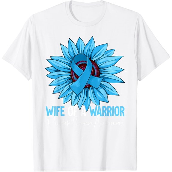 Wife Of A Warrior Prostate Cancer Awareness T-ShirtMen's and women's pure cotton short-sleeved shirts