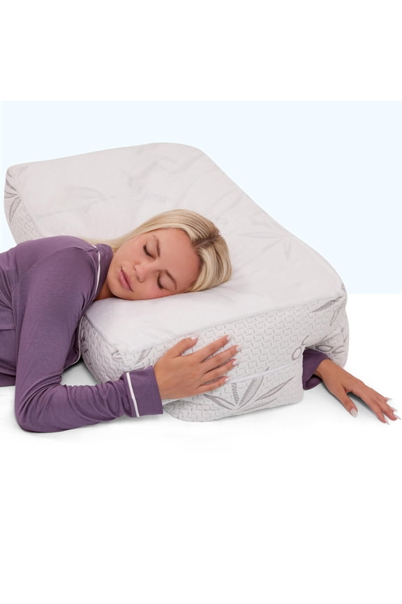 - Adjustable Side Sleeper Pillow with Arm Tunnels for Shoulder Pain, Rotator Cuff Support, Arm & Shoulder Relief - Pressure-Free Sleep Pillow for Adults - Cooling Shredded Memory Foam
