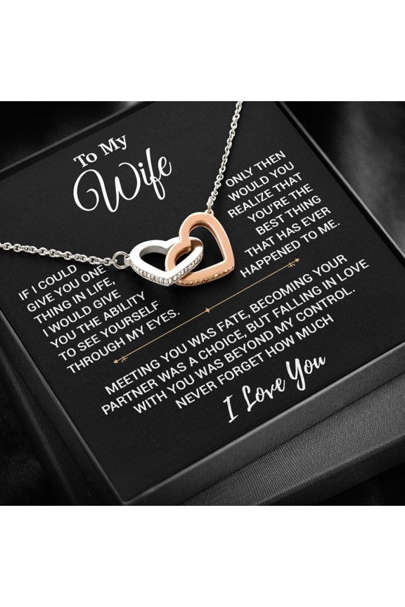 To My Wife Radiant Heart Anniversary Necklace, A Meaningful Necklace Perfect For Anniversaries Birthdays Valentine V2631, Multi Interlocking Heart Necklace