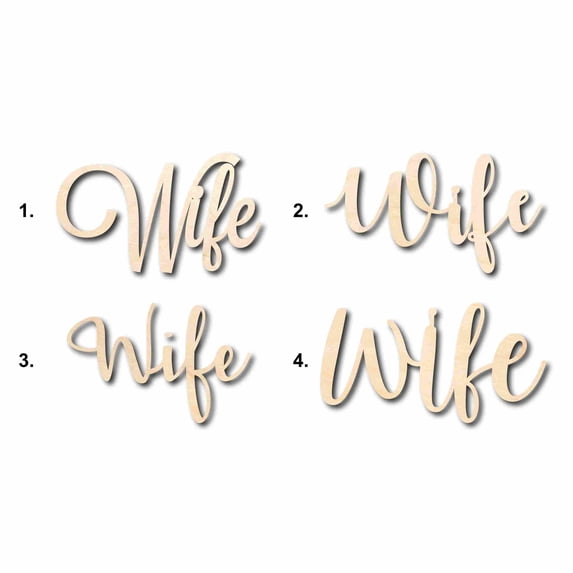 Wife Sign Unfinished Wood Cutout Home Decor DIY Option 1- 12" Wide / 1/4"