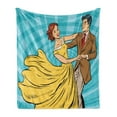 thumbnail image 1 of Wife Soft Flannel Fleece Throw Blanket, Dancing Romantic Happy Couple in Vintage Comic Book Art Style on a Blue Background, Cozy Plush for Indoor and Outdoor Use, 70" x 90", Multicolor, by Ambesonne, 1 of 5