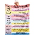 thumbnail image 1 of to My Wife Throw Blanket, Wife Birthday Gift from Husband, Anniversary Romantic Gifts for Wife, Soft Throw Blanket for Couch Bed Chair, Sweetest Day Gifts, Christmas Decoration, Valentine 50" X 60", 1 of 5