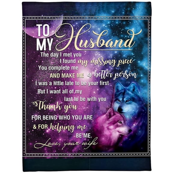 Wife To Husband Helping Me Be Me Wolf Fleece Blanket Gift Ultra-Soft Micro Light Weight Warm Bed Throw Blanket, On Birthday, Xmas Size X 24 x 36 Inch Poster