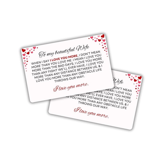 Wife Wedding Anniversary Wallet Card Gift 2pk 2x3.5 Plastic Soulmate Quote Scripture Dbl Sided I Love You Then Always Will Drive Safely
