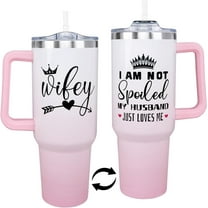Wifey 40oz Tumbler with Handle - Insulated Cup for Wife, Anniversary & Birthday Gift Ideas, Unique Present with Straw Lid