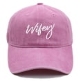 thumbnail image 1 of Wifey Embroidered Baseball Cap, Pink Washed Cotton Dad Hat with Cursive Script, Matching Couple Hat Set for Women, Casual Adjustable Sun Hat for Date Night, Anniversary Gift for Her, 1 of 2