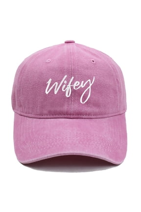 Wifey Embroidered Baseball Cap, Pink Washed Cotton Dad Hat with Cursive Script, Matching Couple Hat Set for Women, Casual Adjustable Sun Hat for Date Night, Anniversary Gift for Her