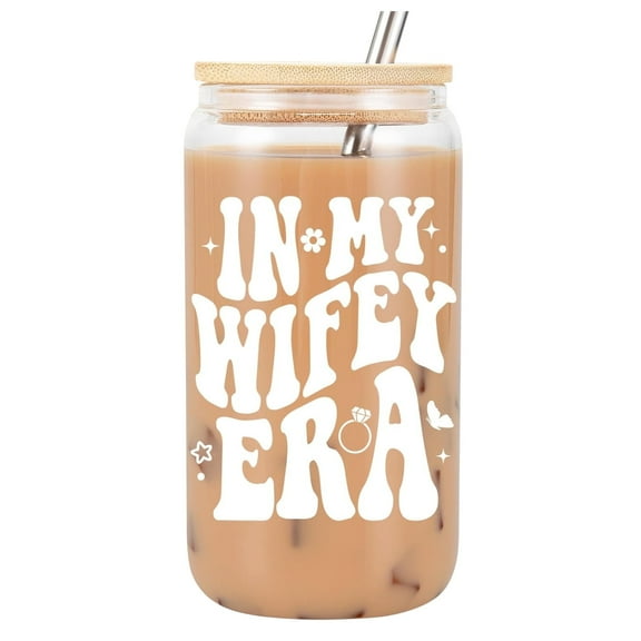 Bridal Shower Gifts - Bachelorette Gifts for Bride to Be - Wedding Engagement Birthday Anniversary Christmas Idea for Her Women Wife Girlfriend Couple In My Wifey Era Glass Cup