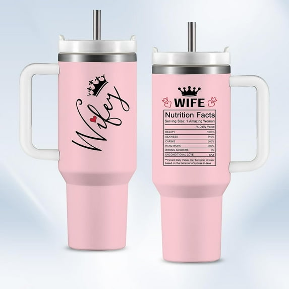 Wifey Gifts for Women, 40oz Wife Tumbler with Handle, Wifey Coffee Cup Tumbler, Anniversary for Wife, Wife Birthday Gift Ideas, Christmas Gifts for Wife Insulated Travel Mug