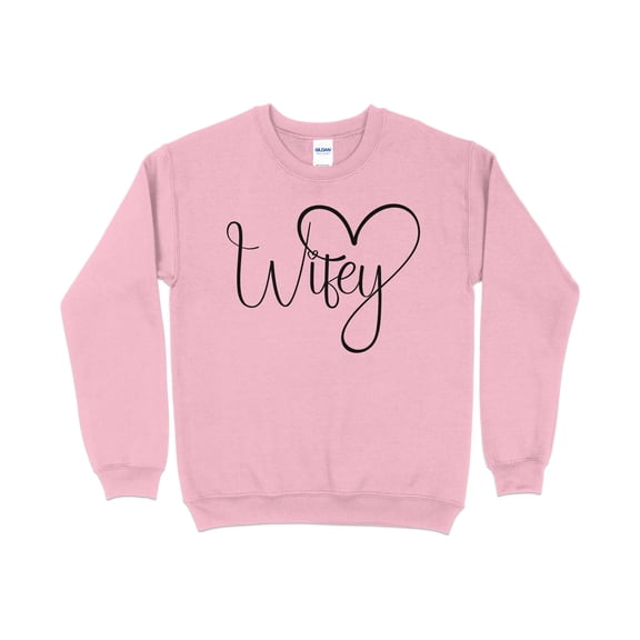 Wifey Heart Graphic Sweatshirt, Casual Comfy Love Statement Pullover, Romantic Gift for Her, Cozy Winter Apparel