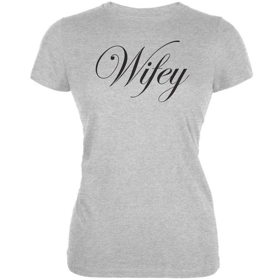 Wifey Heather Grey Juniors Soft T-Shirt - Medium