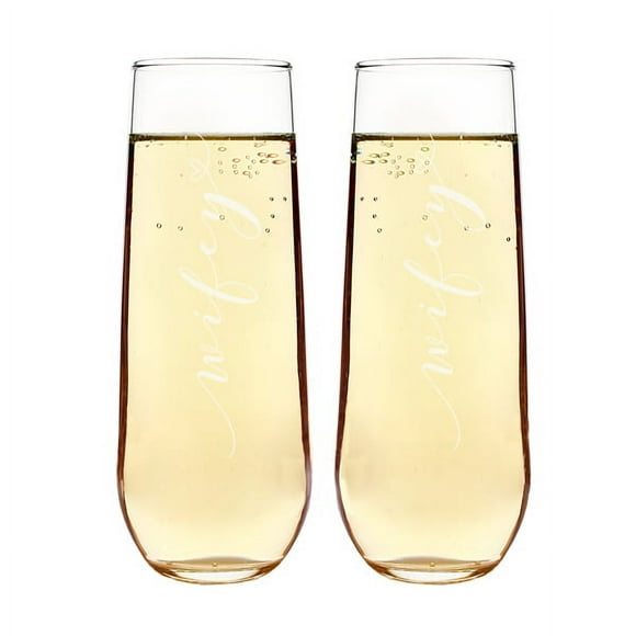 Wifey & Wifey Stemless Champagne Flutes