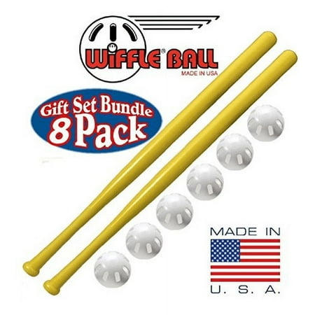 Wiffle Ball 6 Baseballs Official Size - 6 Pack and Wiffle Ball 32" Bats 2 Pack, Gift Set Bundle