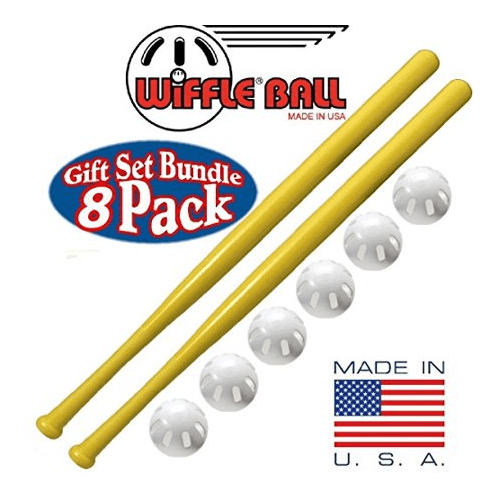Set De Baseball WIFFLE - 6 Balls + 2 Bâts | Taille Officielle | Idéal Pour Débutants & Jeux En Extérieur