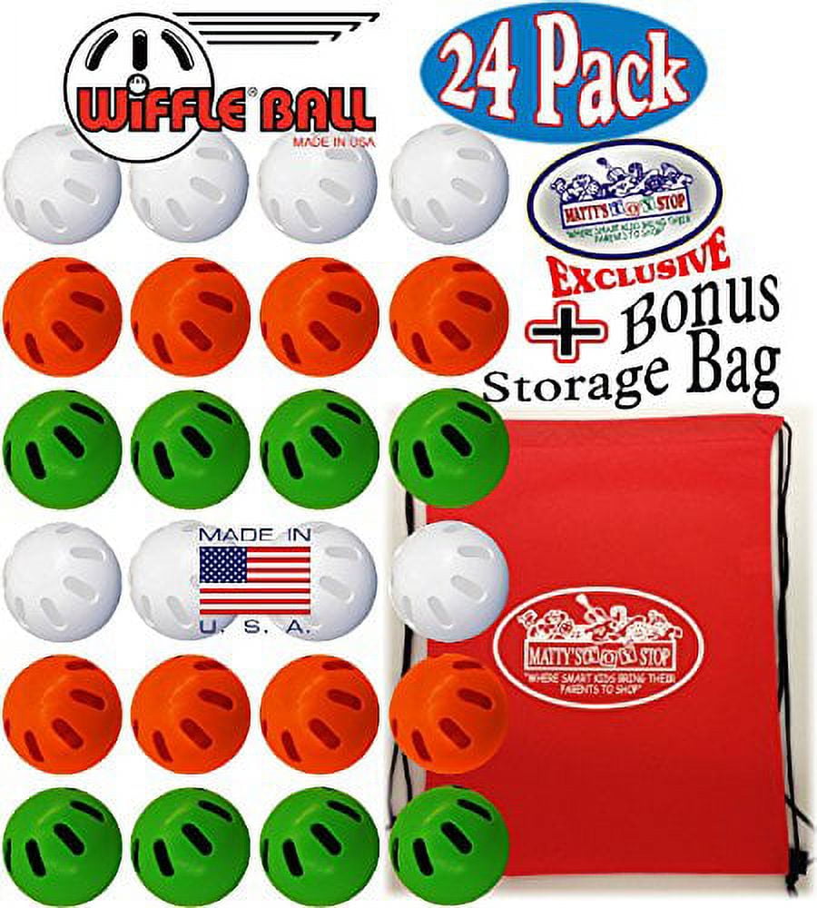 Wiffle Balls Green, Orange & White Official Size Baseballs "Matty's Toy Stop" Exclusive Gift Set