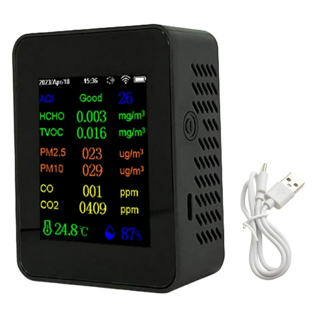 Wifi Capable Air Quality Monitor 12 in 1 For Various Applications at Home Black