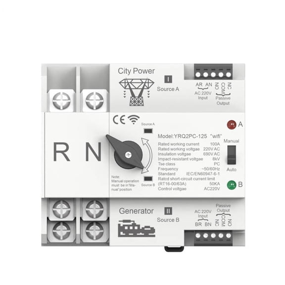 Wifi Enabled Dual Power Automatic Transfer Switch For Ats 125A Timer Relay