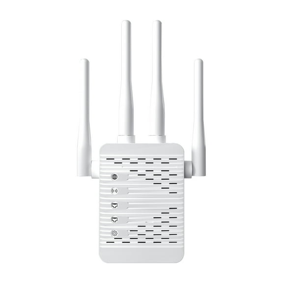 Wifi Extender 300Mbps Dual Band 2.4G & 5.8Ghz 4 Antennas Wan/Lan Ports Repeater Booster For Home Office Coverage Easy Setup Wall Plug Design White Color Stable Signal Amplification