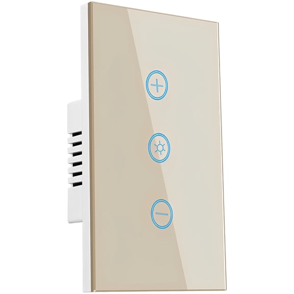 Wifi Light Dimmer with Glass Touch Panel, Load Dimmer Compatible with Alexa Google Home, Works with Tuya App, WiFi and Wireless Dual Mode Single Pole Smart Switch for Home Lighting