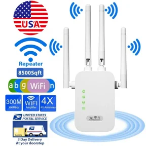 Dual Band WiFi Range Extender AC1200 Signal Booster Repeater 2.4GHz/5GHz with Ethernet Port & 6 Antennas for Home Internet Coverage