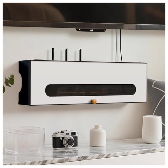 Wifi Router Storage Box,Wood Cable Management Organiser Box, Power Strip Cable Management Hider Rack,Home Decoration for Bedroom, Living Room