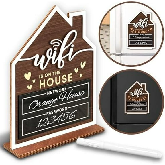 Wifi Sign For Guests - Wood Wifi Password Sign for Home Business, Wifi Board Sign Guest Bedroom Essentials, Guest Room Decor Wooden Wifi Name Sign with Erasable Pen$$Other