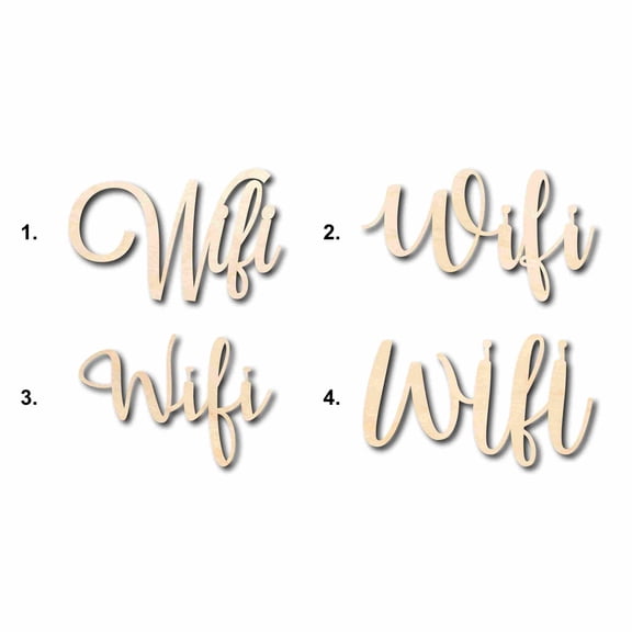 Wifi Sign Unfinished Wood Cutout Home Decor DIY Option 3- 24" Wide / 1/2"