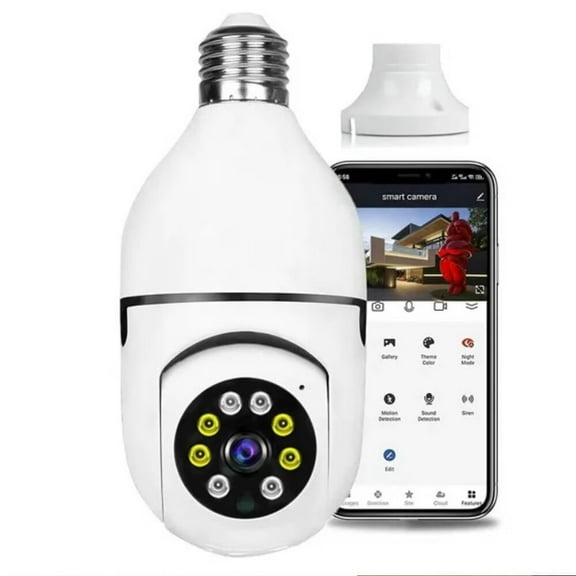 Wifi Surveillance Camera, E27 Light Bulb Camera, Wireless Waterproof IP65, Automatic Human Tracking Night Vision Security Camer