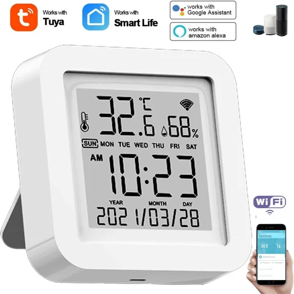 Wifi Temperature Humidity Sensor Thermometer Hygrometer Monitor Smart Home J3U5