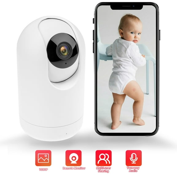 Wifi Wireless Smart Security Camera with Smart Tracking for Baby Monitor, 1080P HD, Night Vision, Motion Detection, Two-Way Audio, and Remote Monitoring for Home Surveillance System