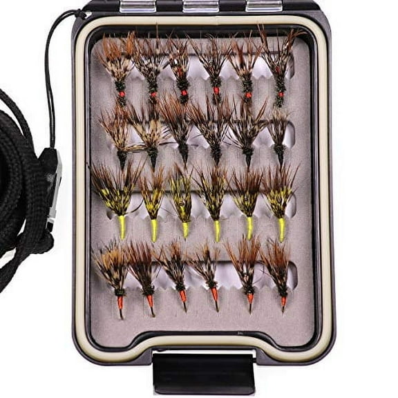 Wifreo 24PCS Fly Fishing Flies Lures Tenkara Fishing Fly Waterproof Fly Box Size 12 Barbed Hook