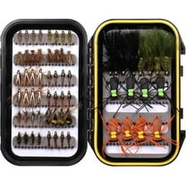 Wifreo Fly Fishing Flies Assortment with Waterproof Fly Box, 64pcs Dry/Wet/Nymph/Streamer Flies, Trout/Bass/Panfish/Salmon Fishing Flies