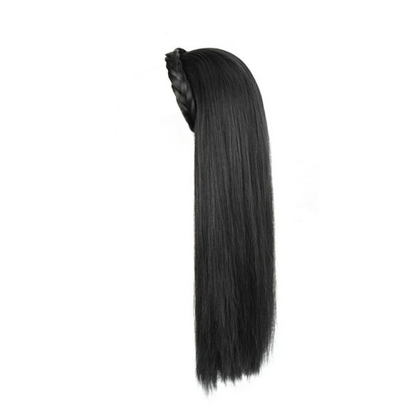 Wig with Bangs, Wigs for Women, 26inch Long Straight Hairpiece Headband Wig With Braid Hair Accessories Synthetic Cover Wig Natural Straight Natural Hairpiece Half Wig