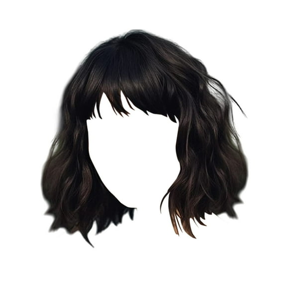 Wig with Bangs, Wigs for Women, Europe And The United States Wigs For Boys And With Bangs Short Curly Hair Party Available Ripple Multi Color Optional Rose Net Head Styling