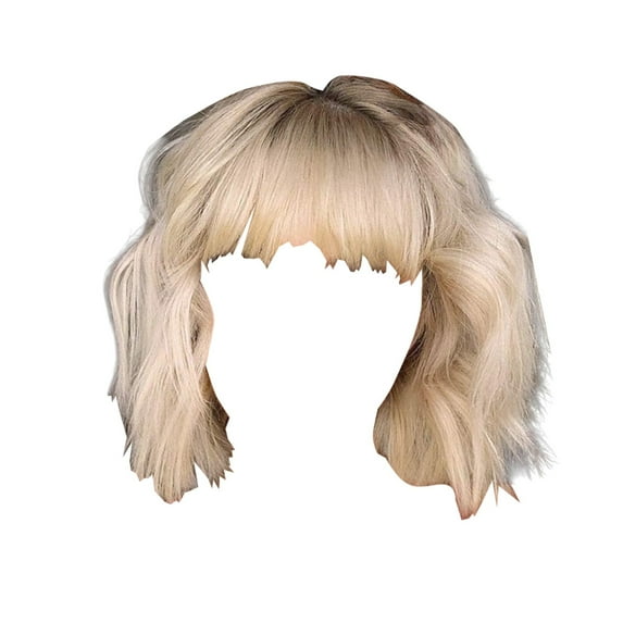 Wig with Bangs, Wigs for Women, Europe And The United States Wigs For Boys And With Bangs Short Curly Hair Party Available Ripple Multi Color Optional Rose Net Head Styling