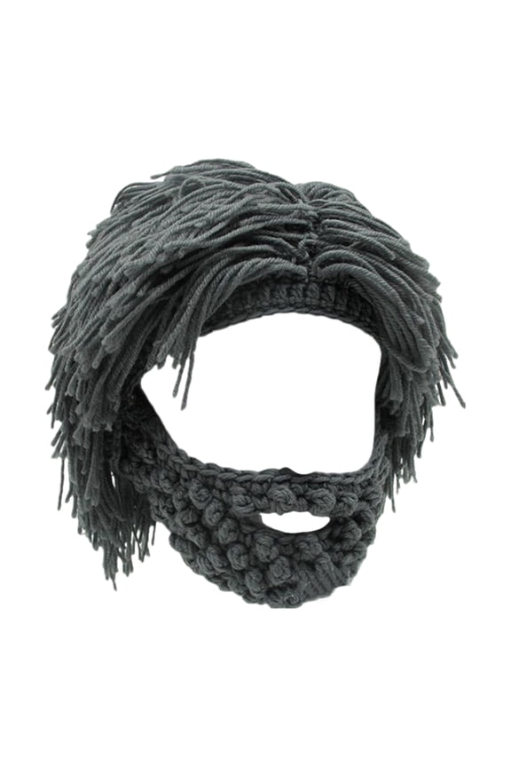 Wig Beard Hat Creative Barbarian Knit Wig Funny Costume Party Ski Mask Halloween Hat, Model B, Green
