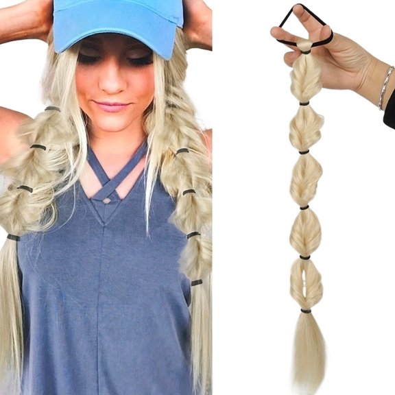 Wig Braid Bubble Fried Dough Twists Braid Double Ponytail Wig Style Lady Breathable, lightweight