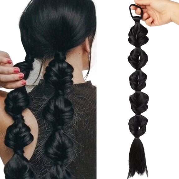 Wig Braid Bubble Fried Dough Twists Braid Double Ponytail Wig Style Lady Breathable, lightweight