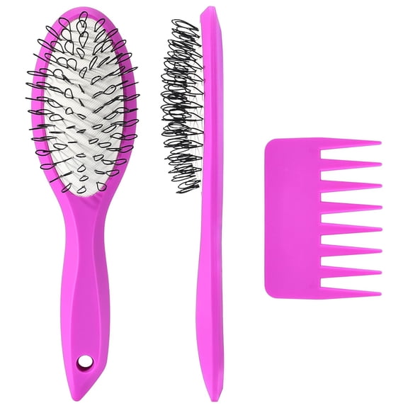 Wig Brush Comb Set, Premium Matte Grip, 2pcs Professional Extension Brush with Ergonomic Travel Size Design for Human and Synthetic Hair