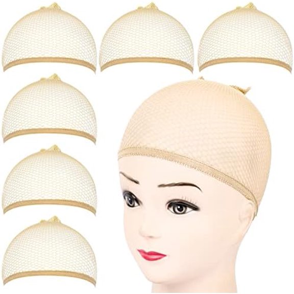Wig Cap, 6 count Light Brown Mesh Wig Cap, Closed End Hair Mesh Net, Liner Weaving Caps for Women, Men, , Wig Caps for Halloween,