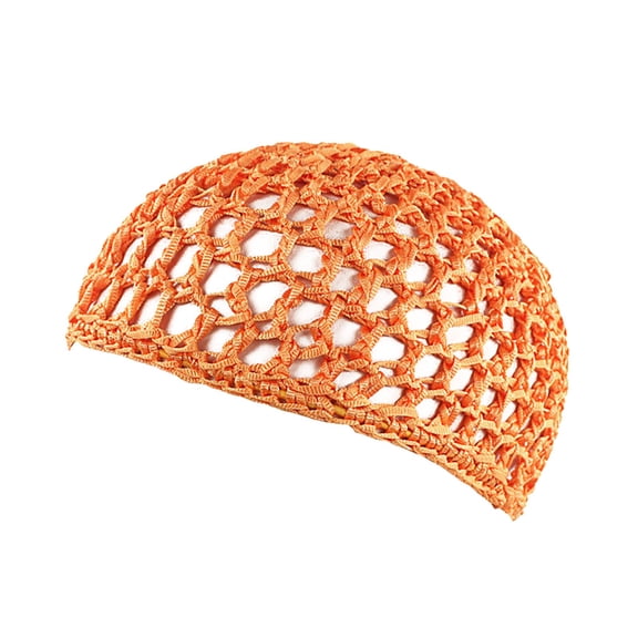 Wig Cap Thick Long Hair Caps Adjustable Net Mesh Braided Weaving Making Crochet Sew Weave Fishnet Grip Headband Stretchable, Breathable, Comfortable for Extended Wear Orange One Size