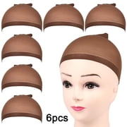 Sherry Wig Caps, 6 PCS Stocking Caps for Wigs, Stretchy Nylon Wig Caps for Women Non Slip, Brown Wig Net Cap, Washable and Reusable
