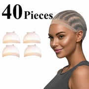 Wig Caps for Lace Front Wig, 40 Pieces Non Slip Bald Stocking Caps for Women, Wig Accessories for Women, Beige