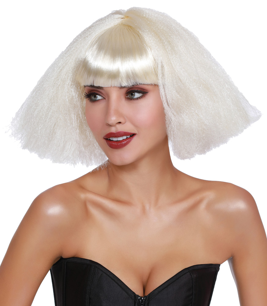 Wig Crimped Wedge Bob Platinum