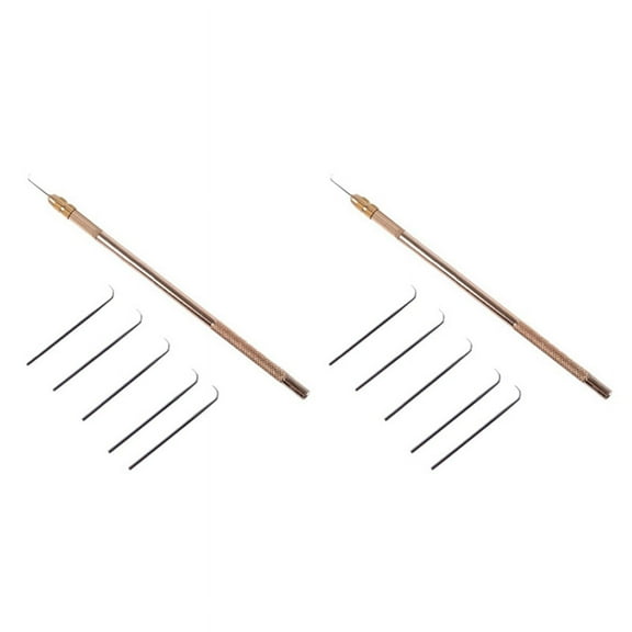 Wig Crochet 10Pcs Ventilating Needles +1 Brass Holder for Lace Wig Needle Hairpiece Knotting Hook Sets Beaded Hook